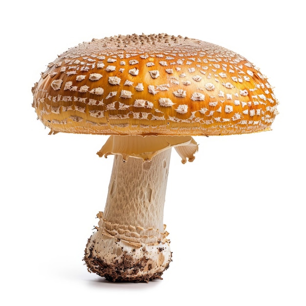 Photo close up of a large orange toadstool mushroom