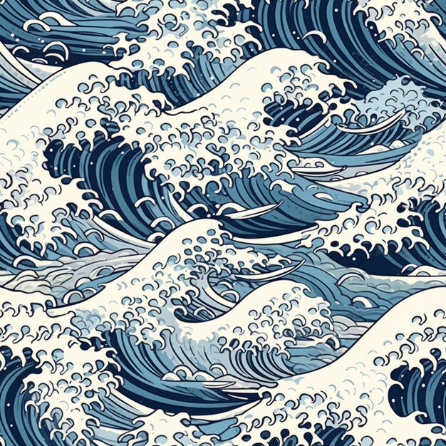 Photo a close up of a large wave with many small waves generative ai