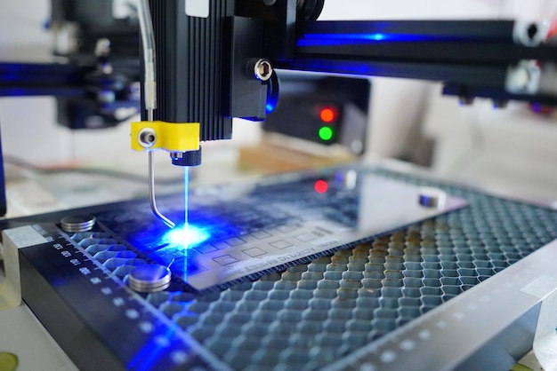 Close-up of laser cutting machine