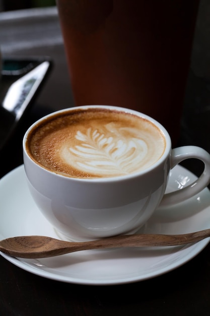 Close-up latte art koffie