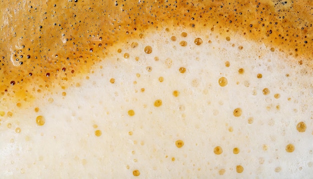 Foto close-up della consistenza della schiuma di caffè latte