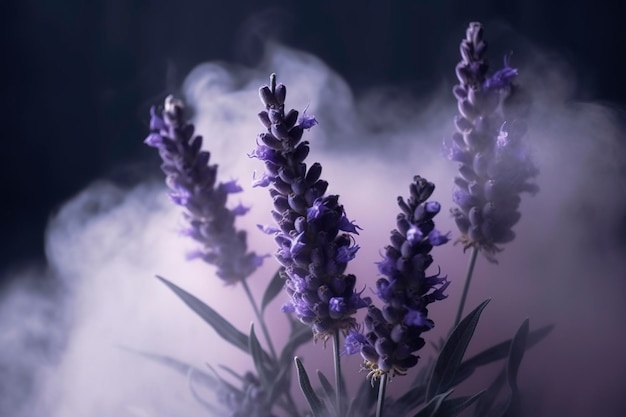 Close-up lavendel met geur parfum rook Generatieve Ai