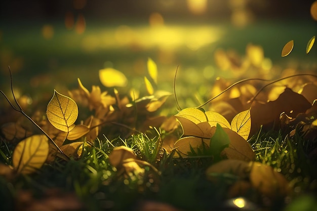 A close up of a leaf on the grass