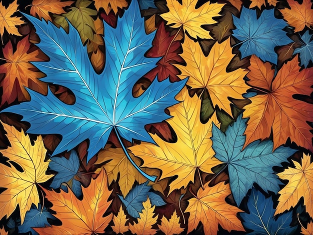 близкий взгляд на лист на дереве красочные листья осенние листья фон фрактальные листья