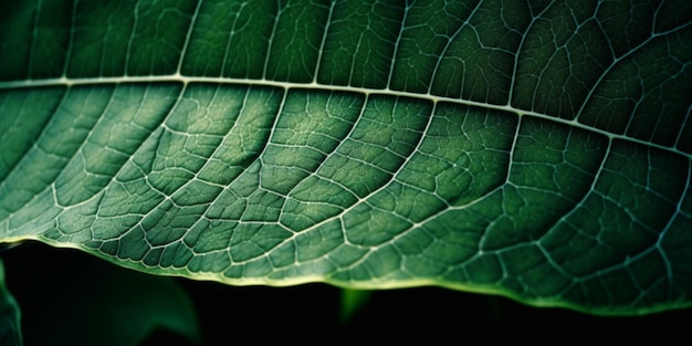 A close up of a leaf with the veins visible.