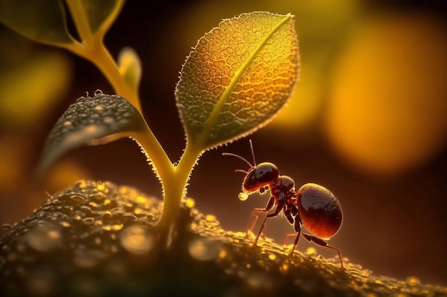 A close up of a leaf with the word ants on it