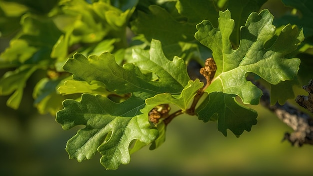 Photo a close up of a leaf with the word oak on it