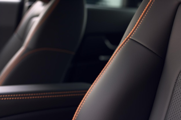 A close up of the leather armrests of a bmw.