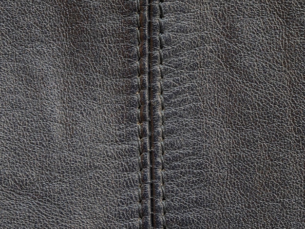 Close up of leather texture with stitchings