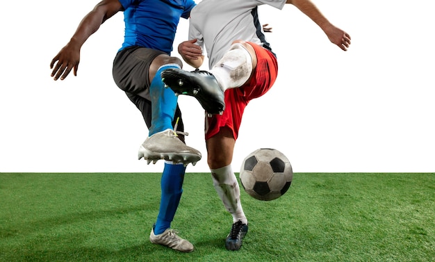 Gambe ravvicinate di calcio professionista, giocatore di football