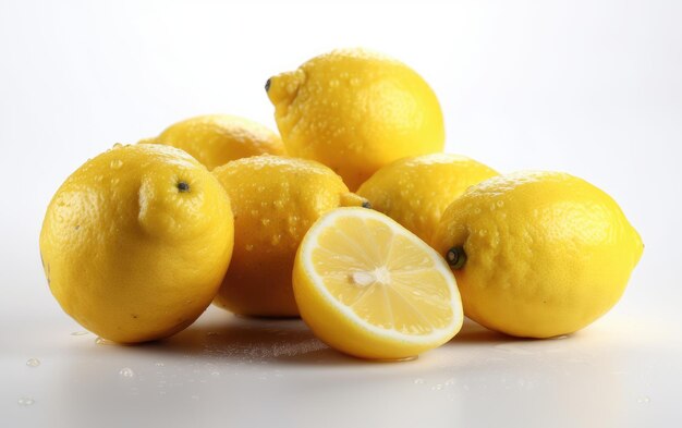 A close up lemon isolated on a white background tropical citrus fruits ai generated