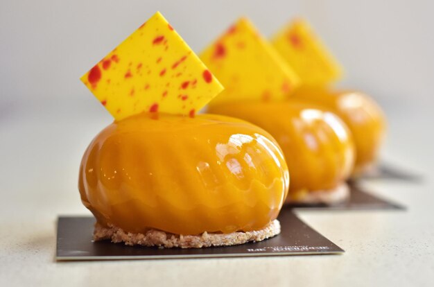 Close-up of lemon in plate on table