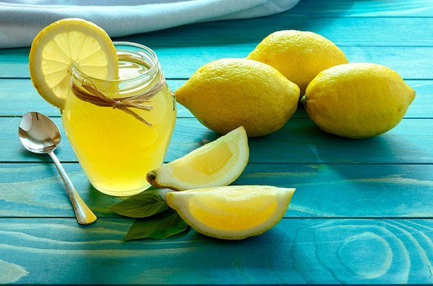 Close-up of lemons on table