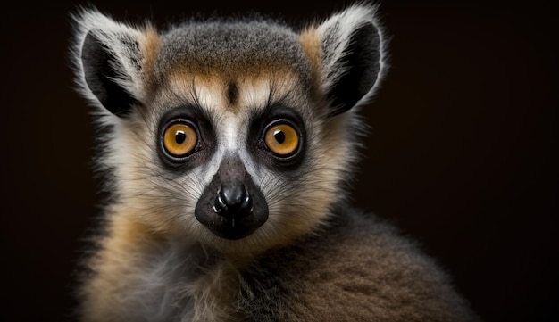 A close up of a lemur's face