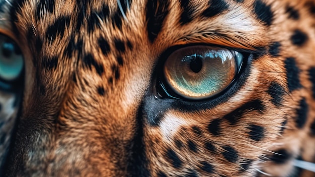 close up leopard eyes and face