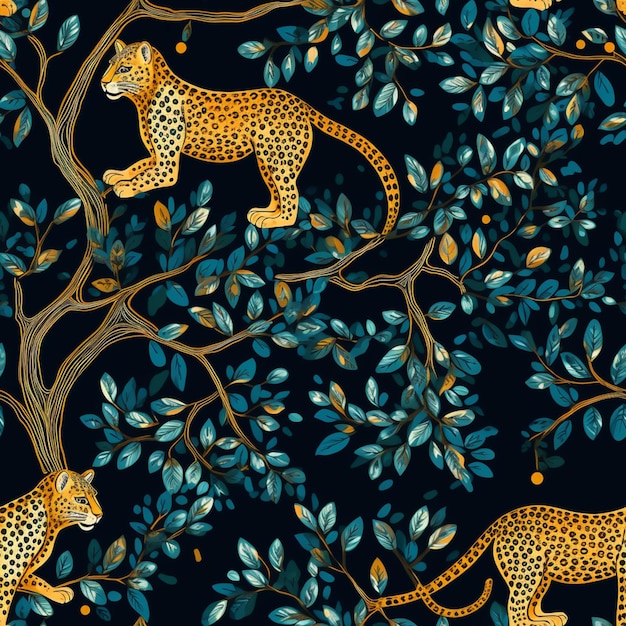 a close up of a leopard and a leopard in a tree generative ai