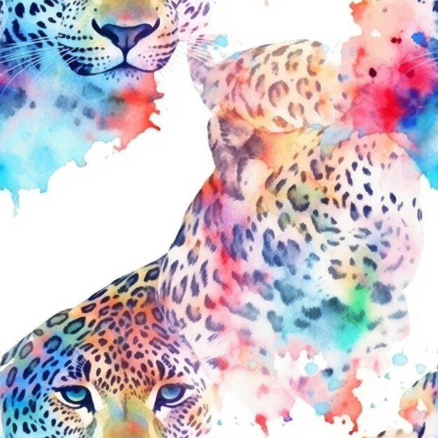 a close up of a leopard and a leopard on a white background generative ai