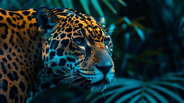 a close up of a leopard near some plants