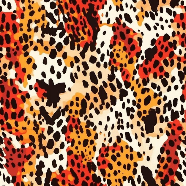 Photo a close up of a leopard print fabric with many different colors generative ai