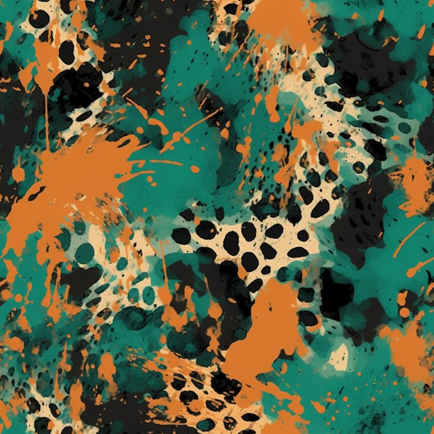 A close up of a leopard print fabric with orange and black spots generative ai