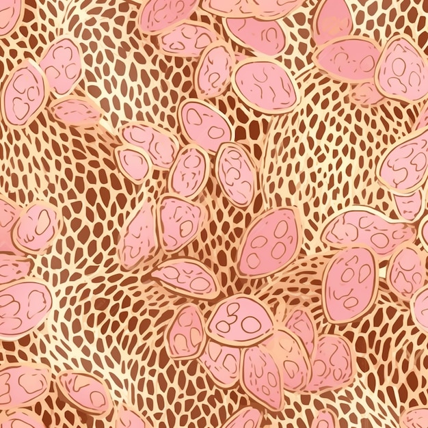 A close up of a leopard print with pink hearts on it generative ai