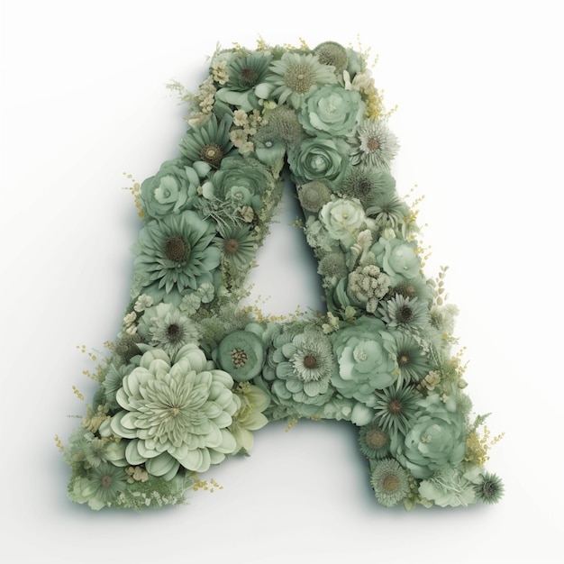 a close up of a letter made of flowers and plants generative ai