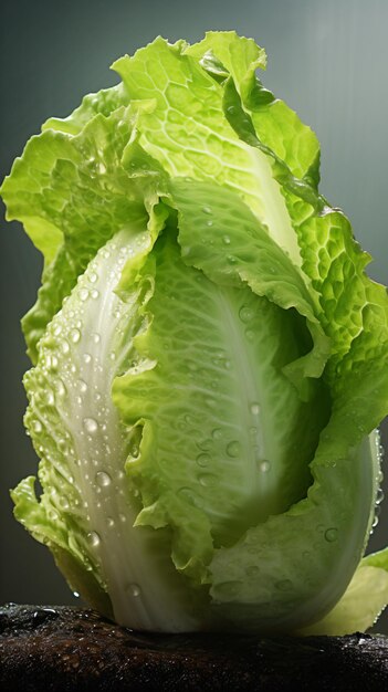 Photo a close up of a lettuce head on a table