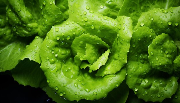 Photo a close up of a lettuce plant with water droplets on it generative ai