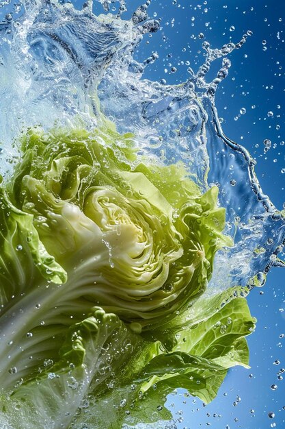 a close up of a lettuce in the water