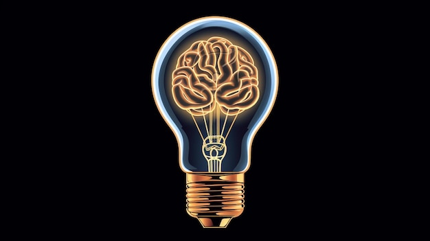 A close up of a light bulb with a brain inside generative ai