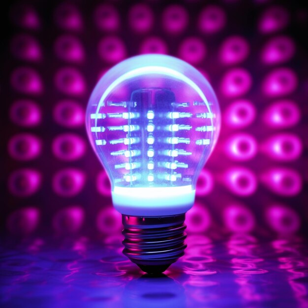 a close up of a light bulb with a pink light in the background generative ai