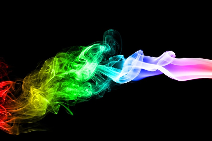 Photo close-up of light painting against black background