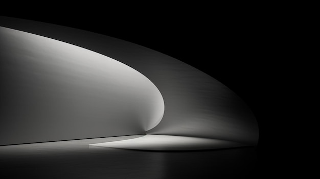 Photo a close up of a light shining through a curved wall generative ai