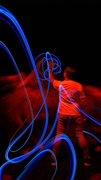 close-up of light trails at night