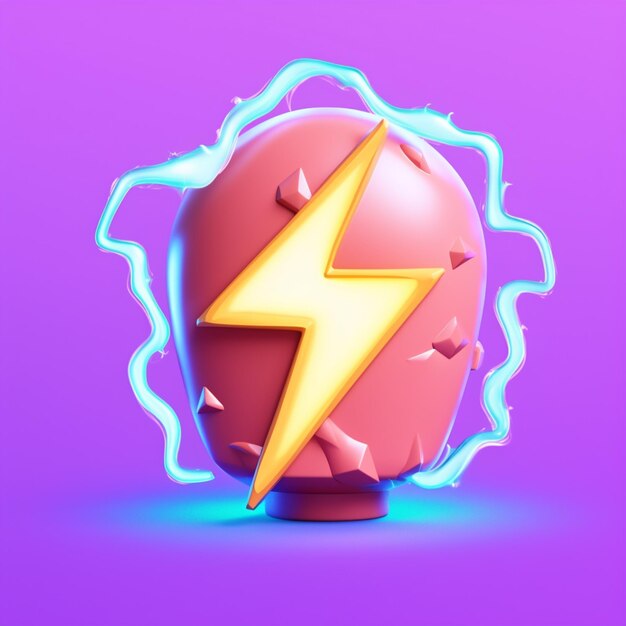 A close up of a lightning bolt on a pink ball generative ai