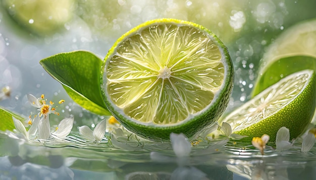 A close up of a lime cut in a half