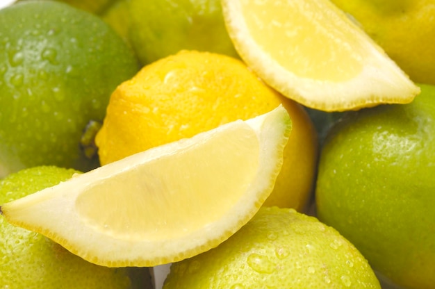 Close up of lime and lemon