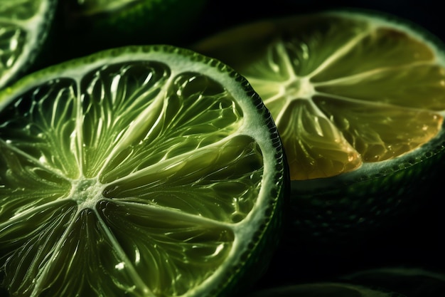 A close up of a lime with the light shining on it