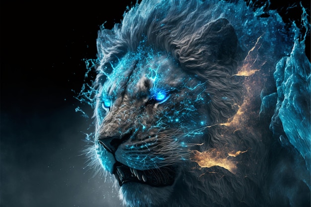 An Image Of A Lion With Blue Skin Background Zodiac Leo Picture Background  Image And Wallpaper for Free Download