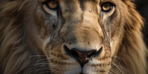 Foto un primo piano della faccia di un leone