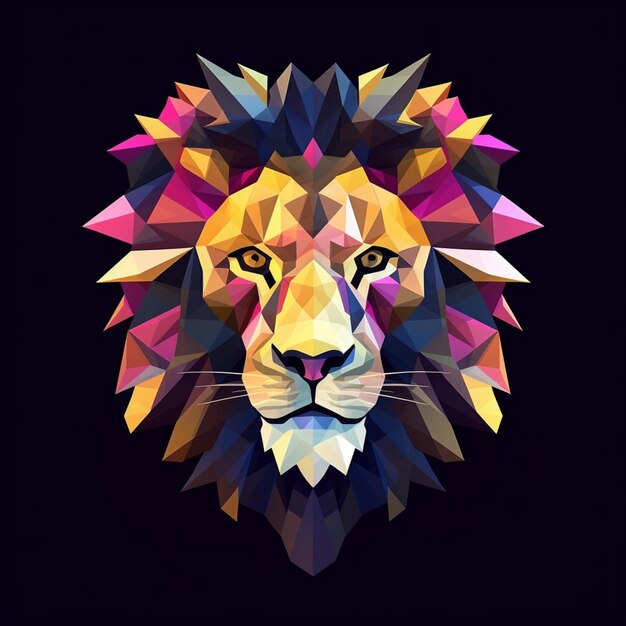 A close up of a lions head with a black background generative ai