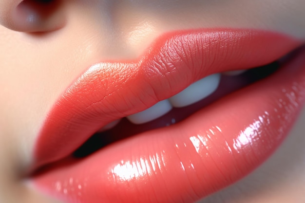 Close up of lips with hyaluronic acid