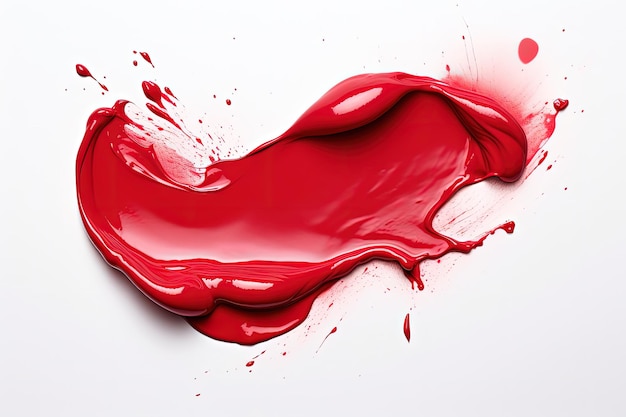 Close up of lipstick painted on white background