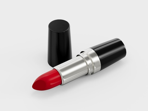 Close up of a lipstick on white background 3d illustration