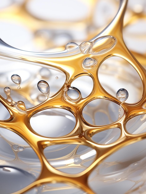 a close up of a liquid filled glass with a gold substance generative ai