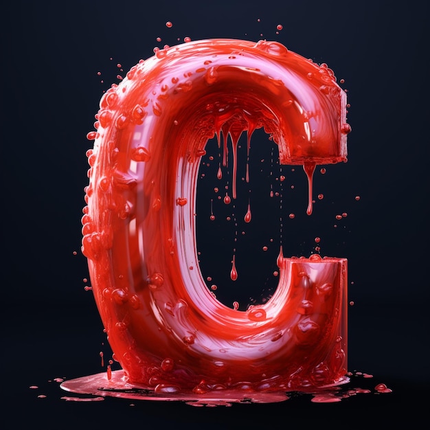 Photo a close up of a liquid letter with a drop of blood generative ai