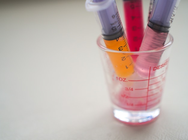 Close up liquid medicine in syringe