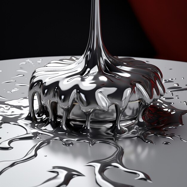 Foto un primo piano di un liquido che si riversa su un tavolo con una rosa generativa ai