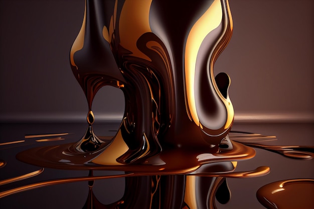Close up of a liquid pouring on a surface generative ai
