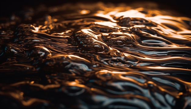 A close up of a liquid with the light shining on it